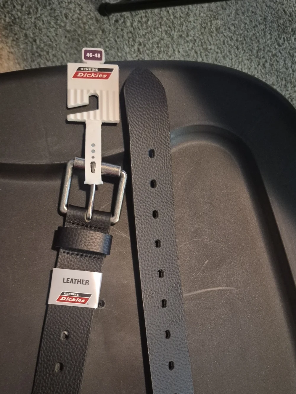 Dickies Black Textured Leather Men's Belt with Silver Buckle
